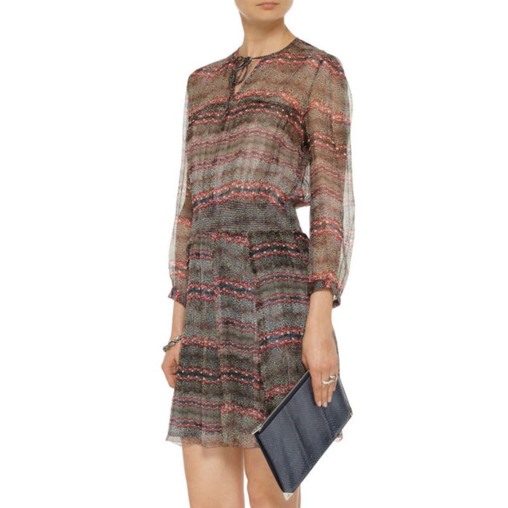 NWOT ISABEL MARANT ETOILE Danzig Silk Chiffon Dress SZ 38 Multicolor Mini Dress